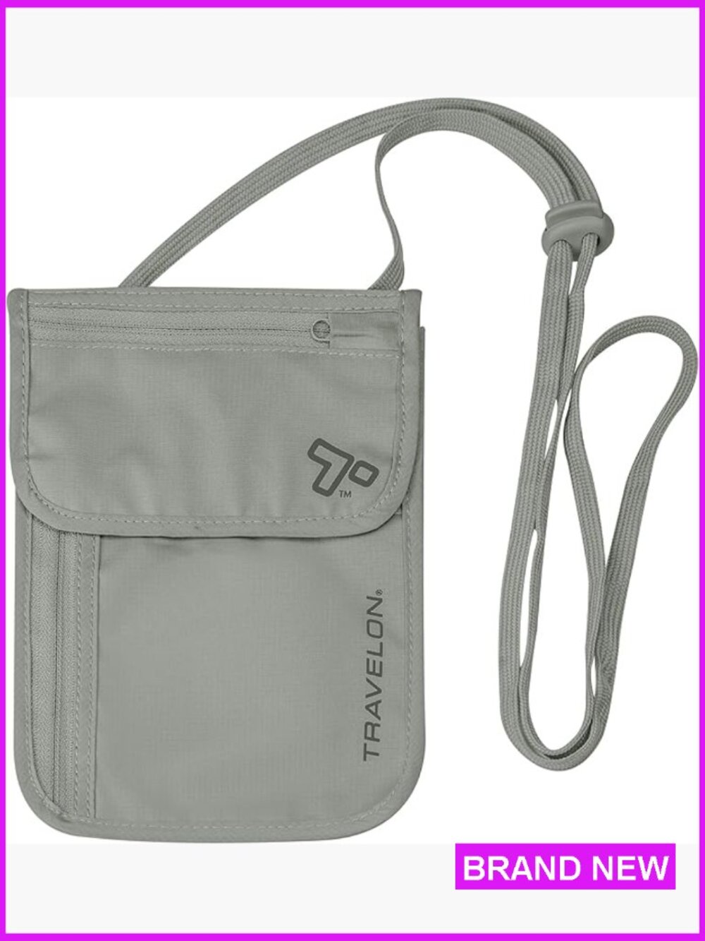 Rfid Blocking Travel Neck Pouch Security Wallet Lightweight Zip Pockets